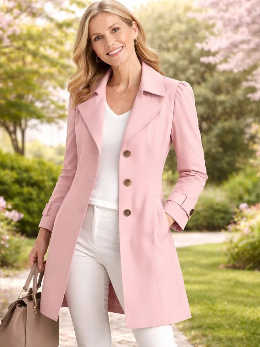 Classic Mid Length Trench Coat for Women