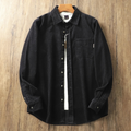 Corduroy Button Up Shirt Jacket for Men with Curved Hem