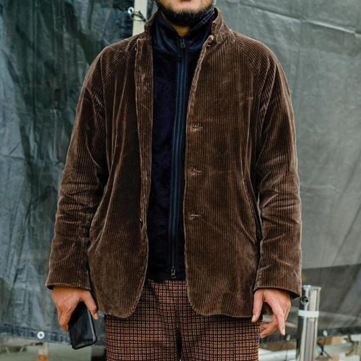Corduroy Jacket for Men with Button Front