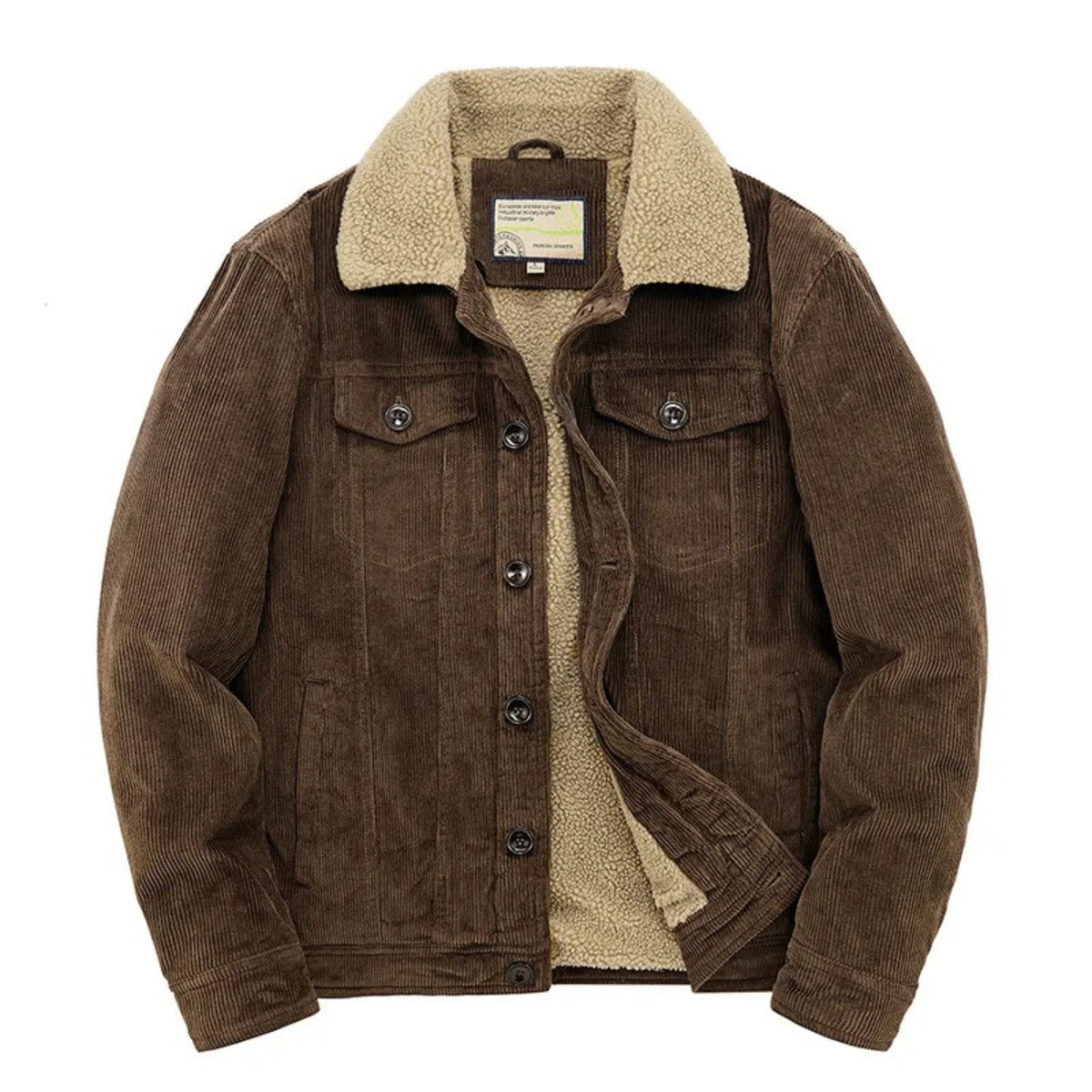 Corduroy Jacket for Men with Sherpa Collar