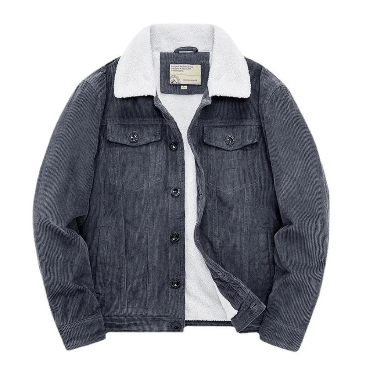 Corduroy Jacket for Men with Sherpa Collar