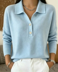 Drop Shoulder Polo Sweater for Women