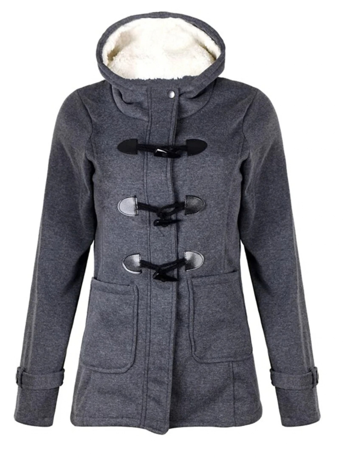 Duffle Coat for Women with Fleece-Lined Hood