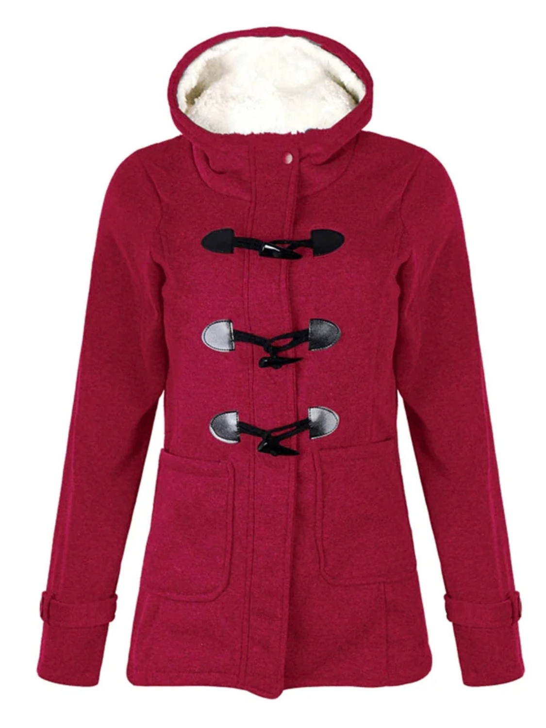 Duffle Coat for Women with Fleece-Lined Hood