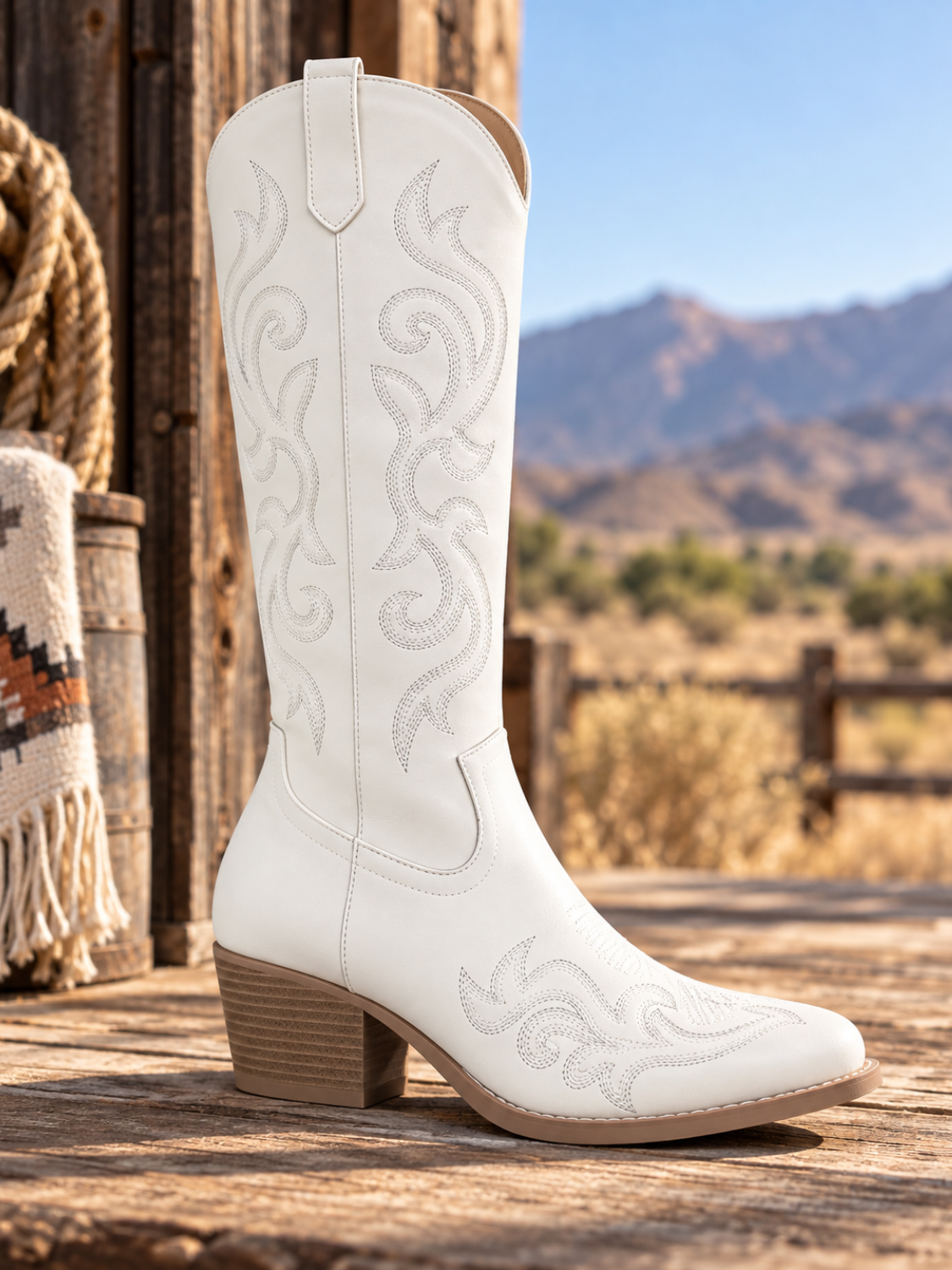Embroidered Mid-Calf Cowboy Boots for Women