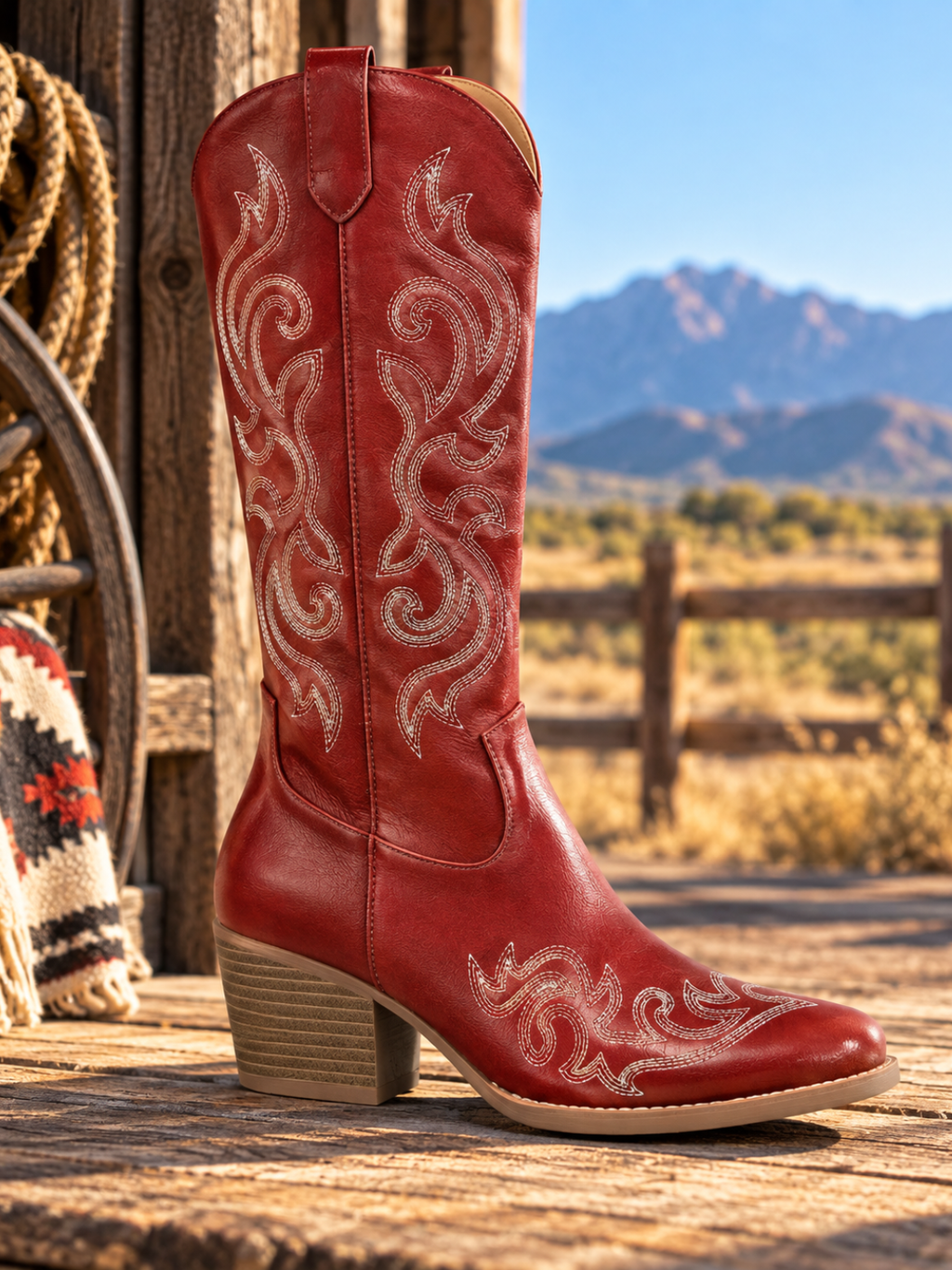 Embroidered Mid-Calf Cowboy Boots for Women