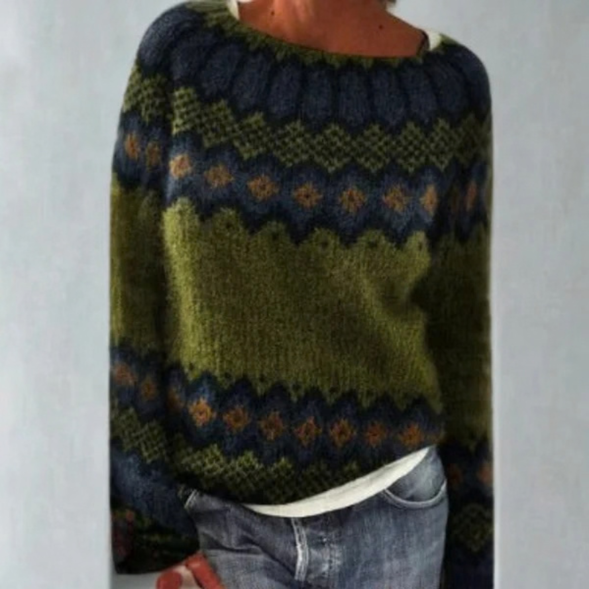 Fair Isle Knit Sweater for Women