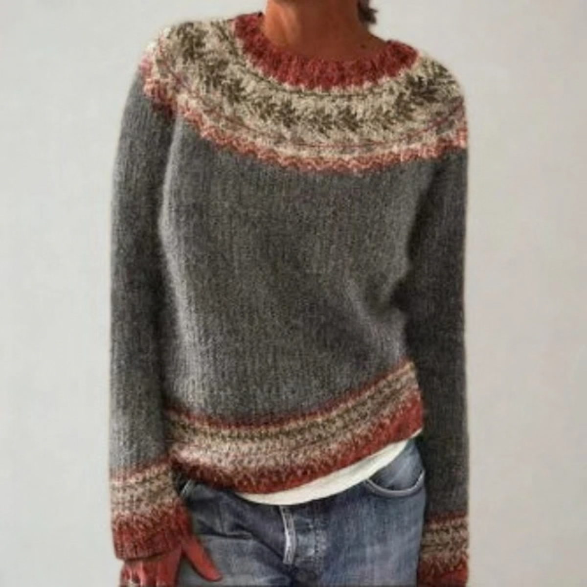 Fair Isle Knit Sweater for Women