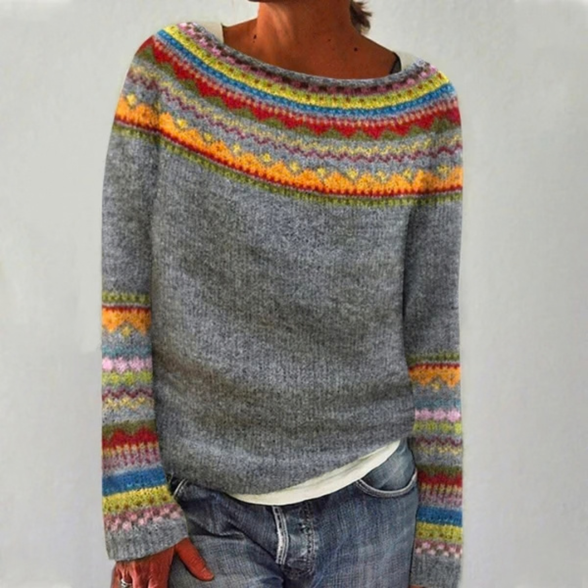 Fair Isle Knit Sweater for Women