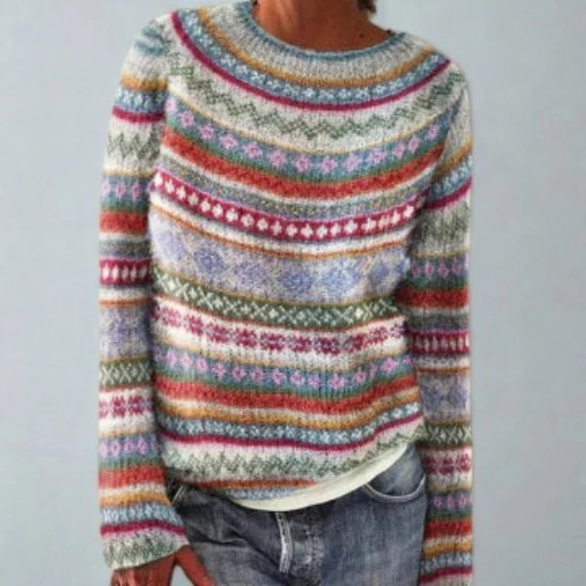 Fair Isle Knit Sweater for Women