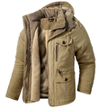 Fleece-Lined Hooded Parka for Men with Cargo Pockets
