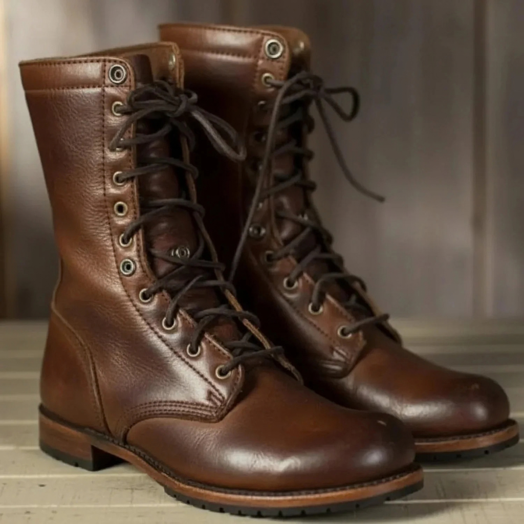 Leather Lace-Up Mid-Calf Boots for Women