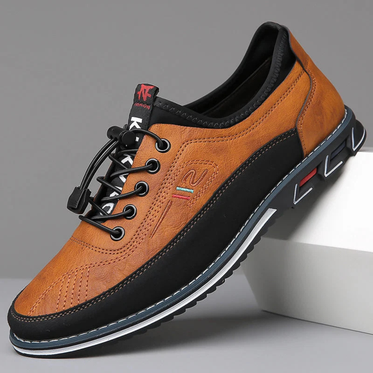 Leather Slip-On Casual Shoes for Men with Cushioned Sole