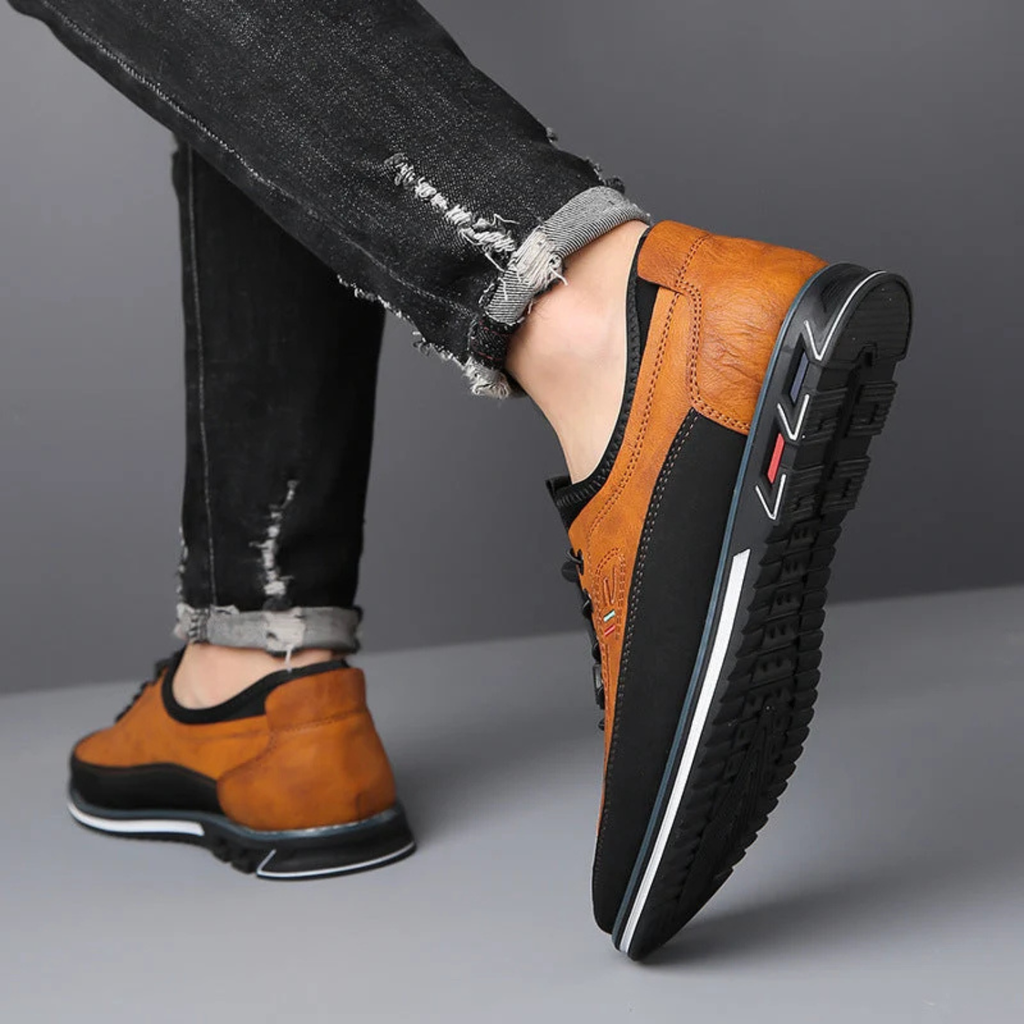 Leather Slip-On Casual Shoes for Men with Cushioned Sole