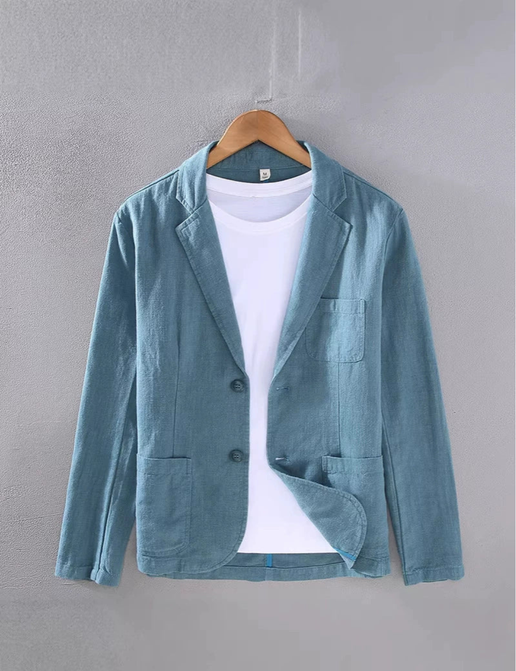 Linen Blazer for Men with Patch Pockets