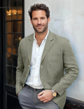 Linen Casual Blazer for Men with Notch Lapel