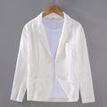 Linen Blazer for Men with Patch Pockets