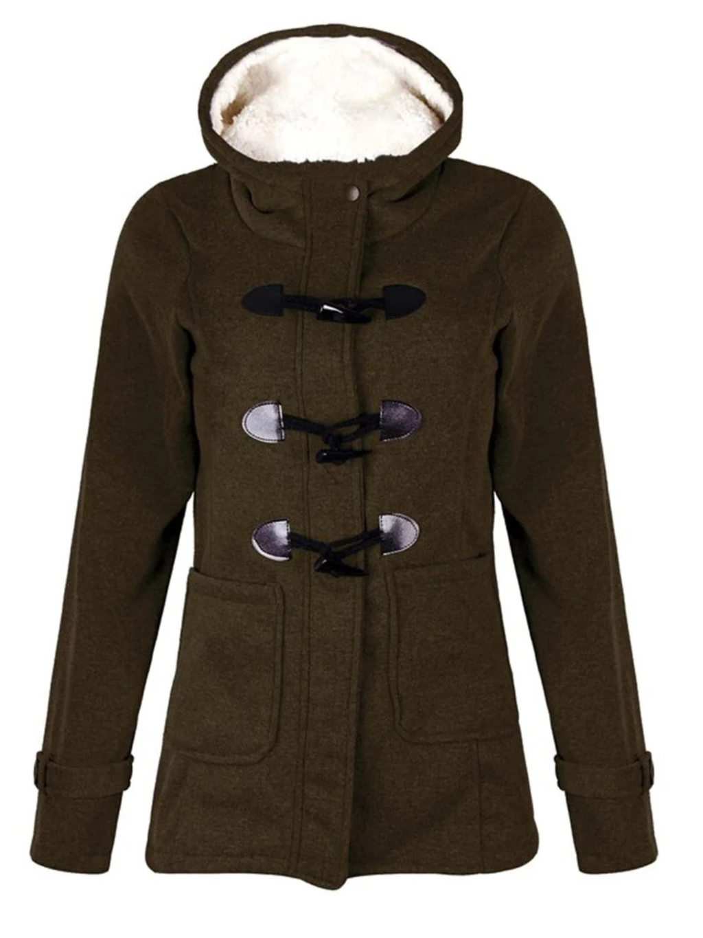 Duffle Coat for Women with Fleece-Lined Hood