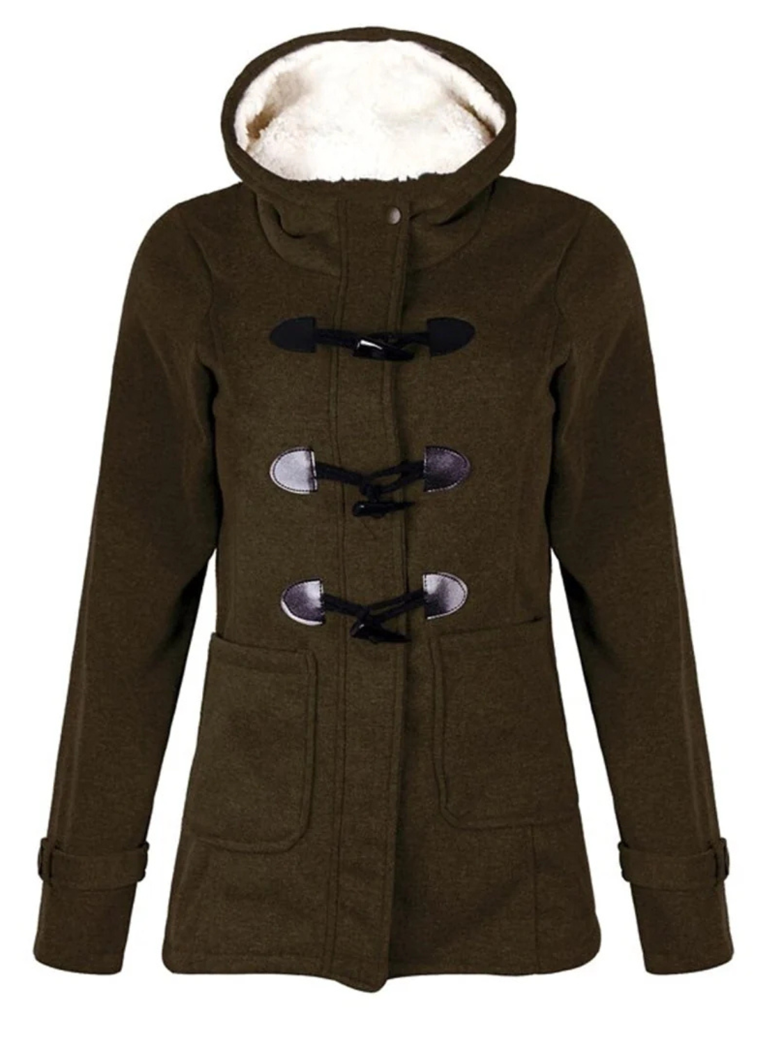 Duffle Coat for Women with Fleece-Lined Hood