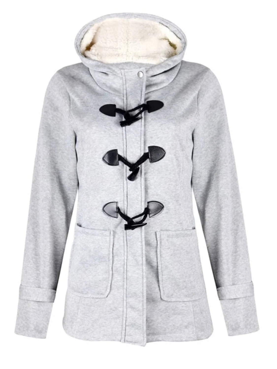 Duffle Coat for Women with Fleece-Lined Hood