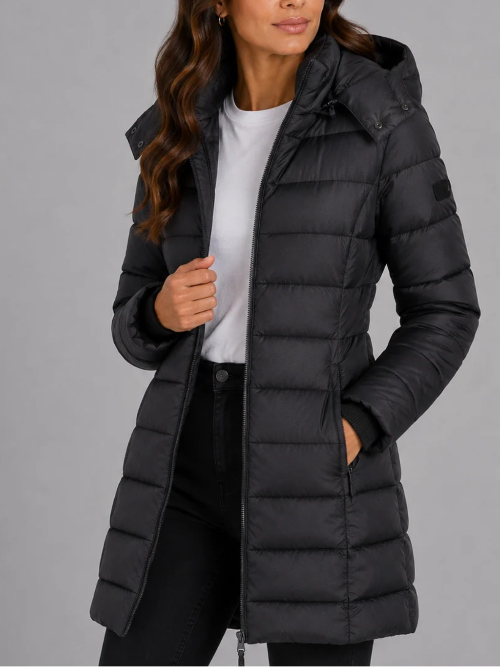 Quilted Hooded Puffer Jacket for Women