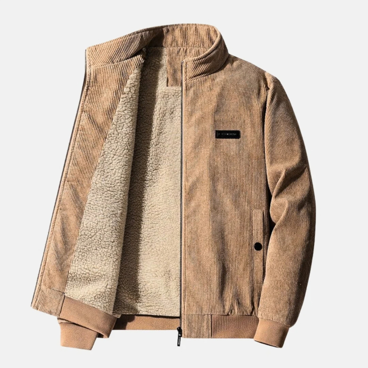 Retro Corduroy Jacket for Men with Sherpa Fleece Lining