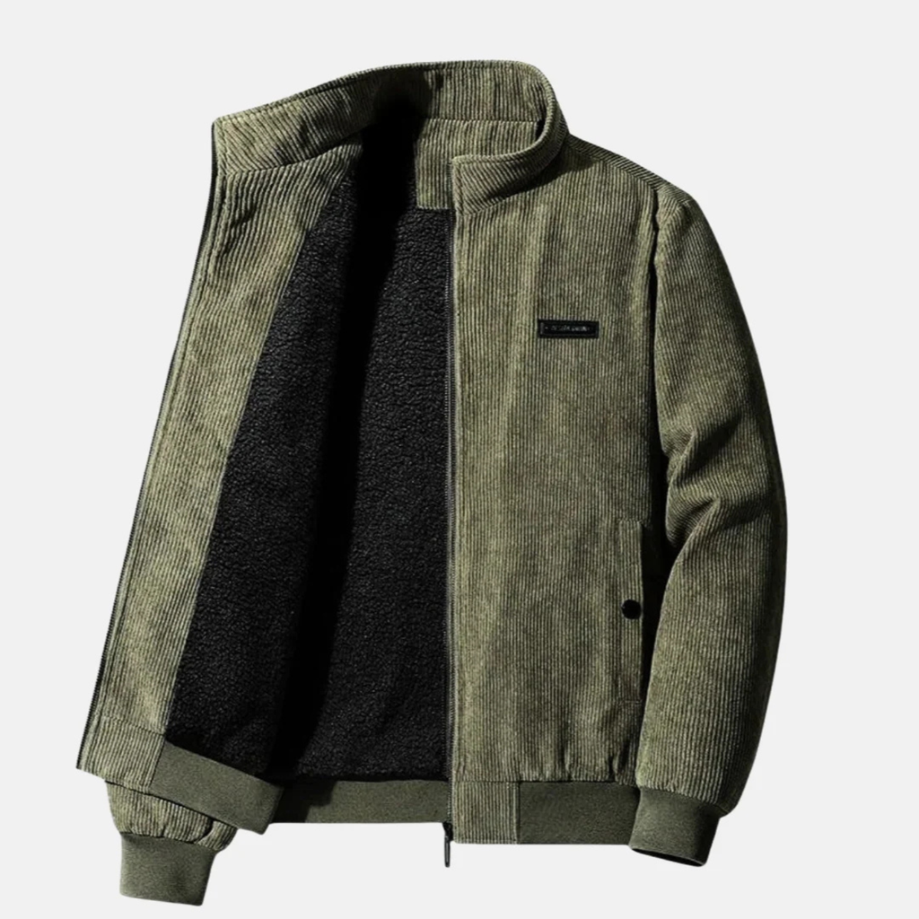 Retro Corduroy Jacket for Men with Sherpa Fleece Lining