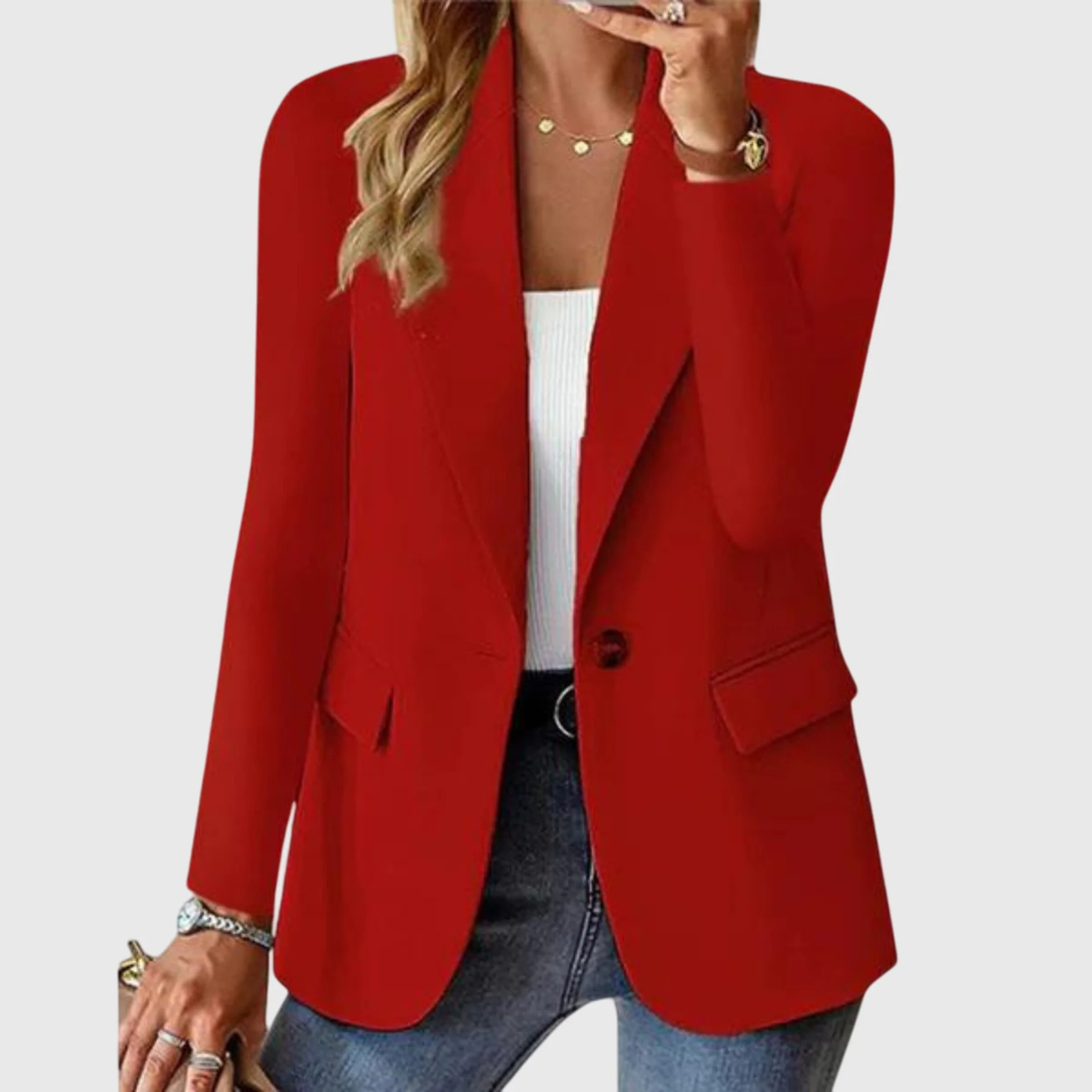 Single-Button Blazer for Women with Wrinkle-Resistant Fabric