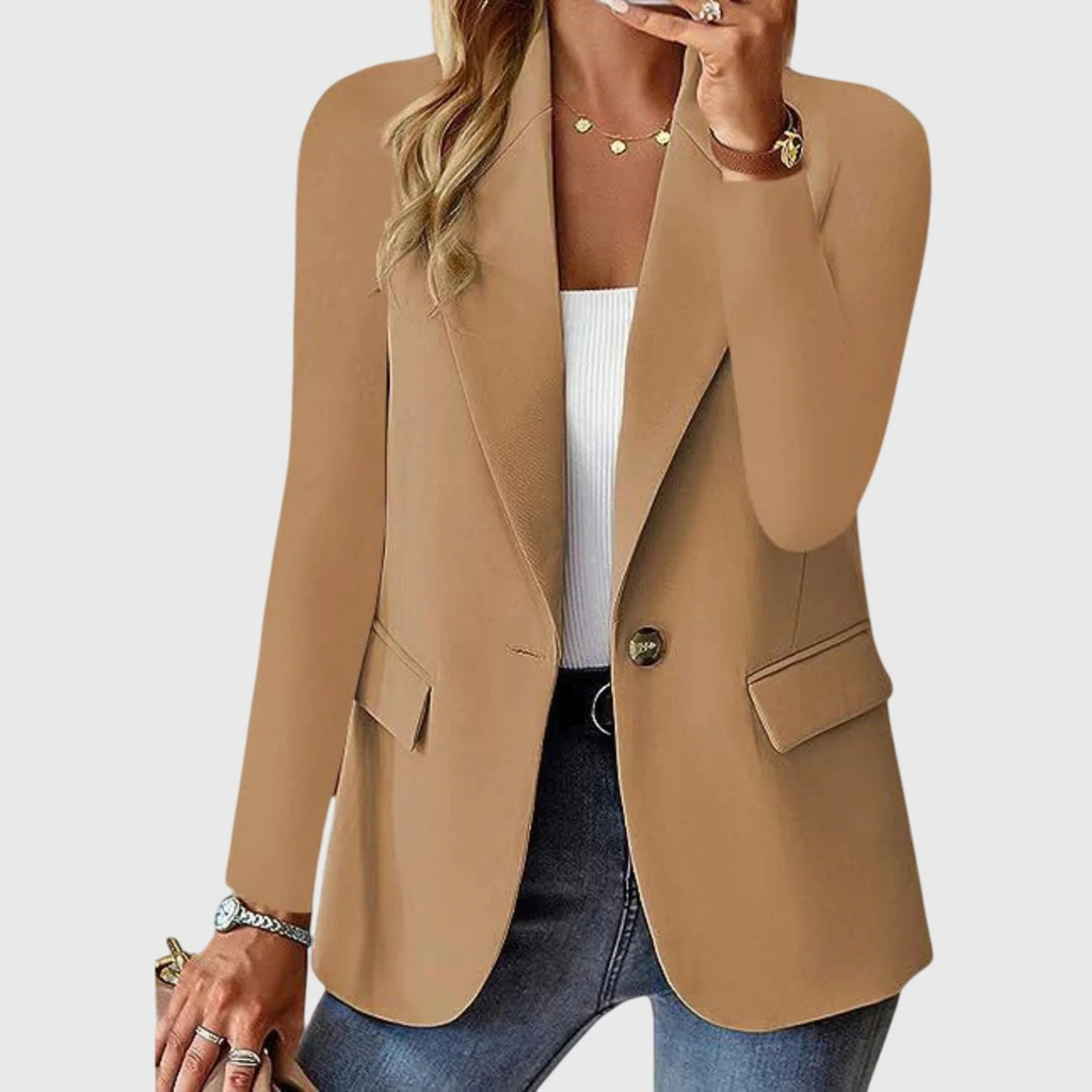 Single-Button Blazer for Women with Wrinkle-Resistant Fabric