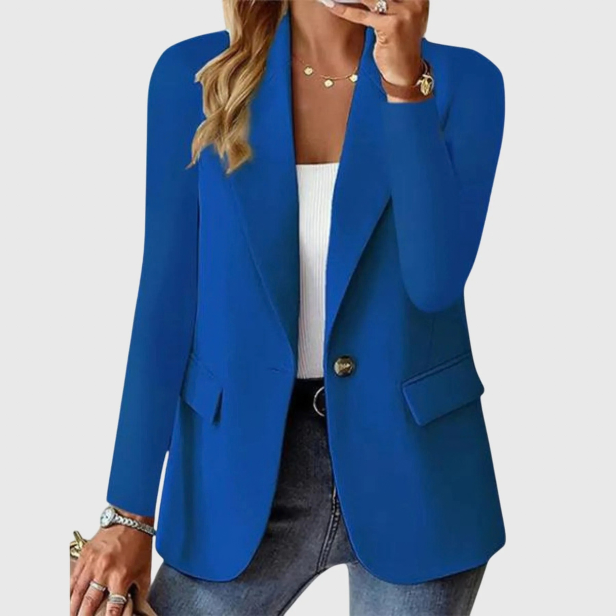 Single-Button Blazer for Women with Wrinkle-Resistant Fabric