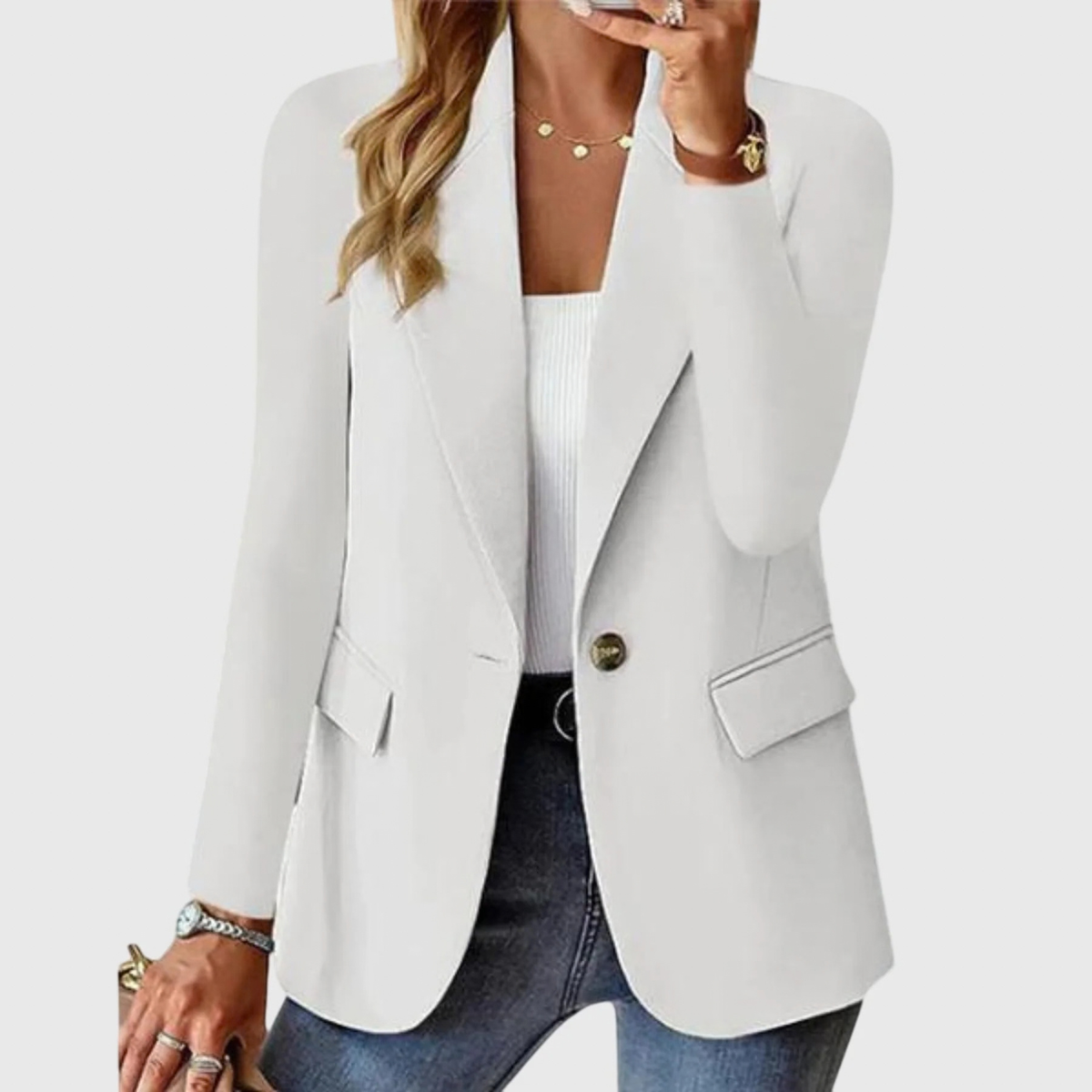 Single-Button Blazer for Women with Wrinkle-Resistant Fabric