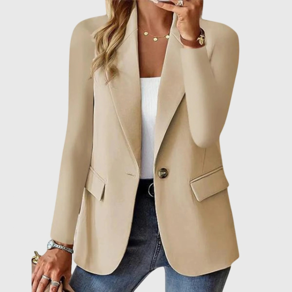 Single-Button Blazer for Women with Wrinkle-Resistant Fabric
