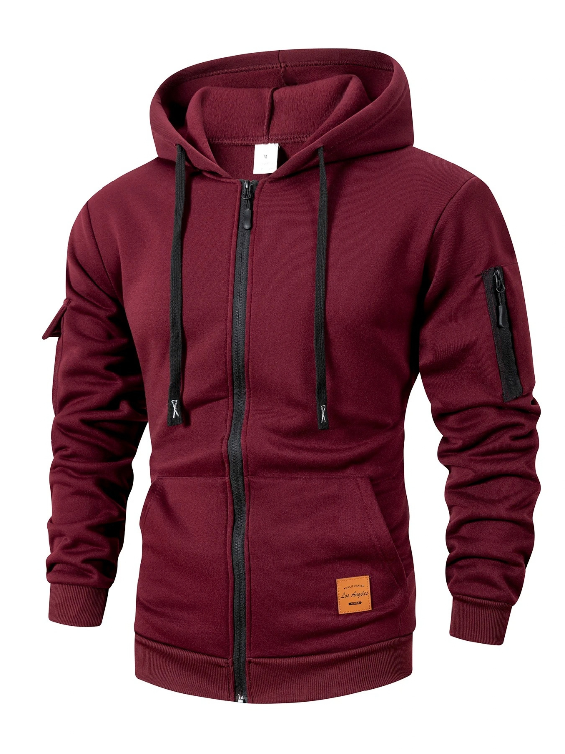 Slim Fit Zip Up Hoodie Jacket for Men with Sleeve Zip Pocket