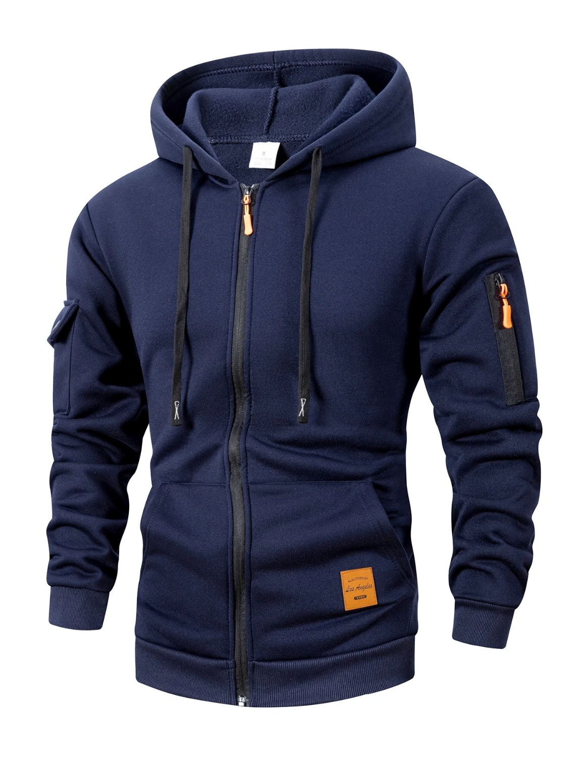Slim Fit Zip Up Hoodie Jacket for Men with Sleeve Zip Pocket