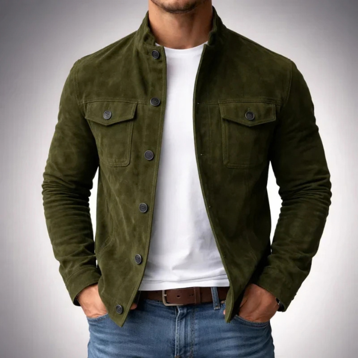Suede Classic Stand Collar Jacket for Men