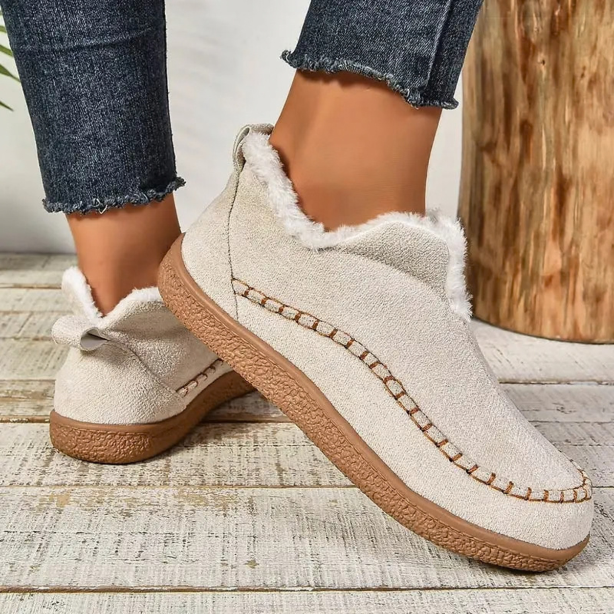 Suede Shearling-Lined Ankle Boots for Women