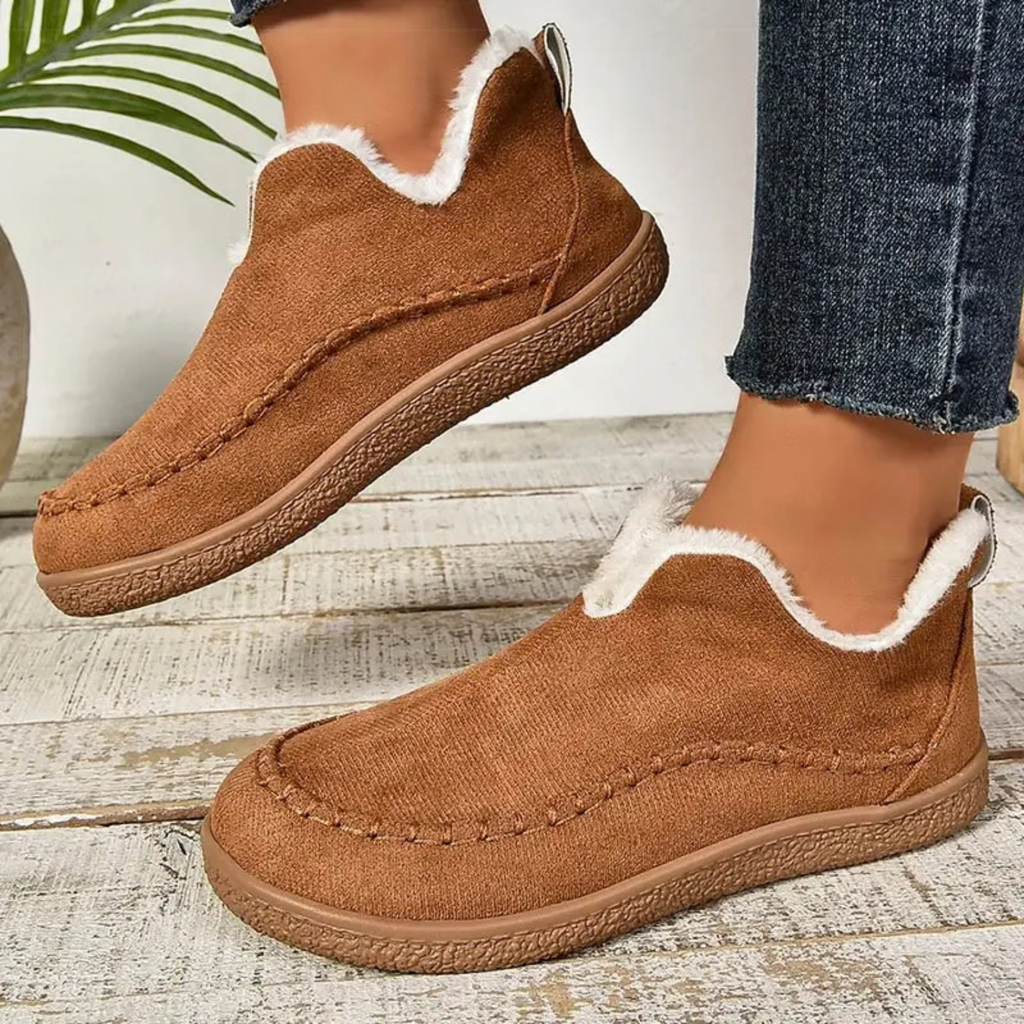 Suede Shearling-Lined Ankle Boots for Women