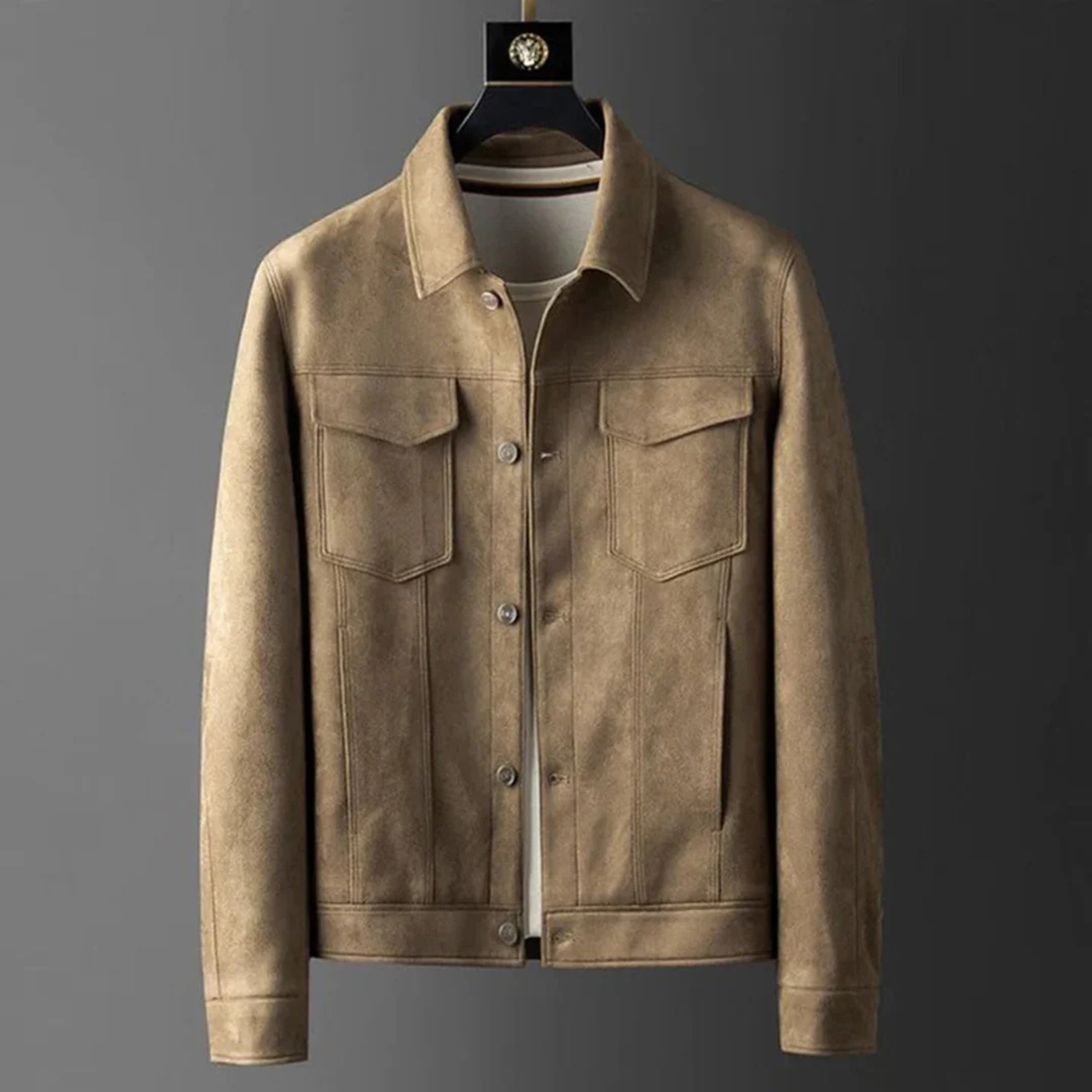 Suede Western Jacket for Men with Button Up Front
