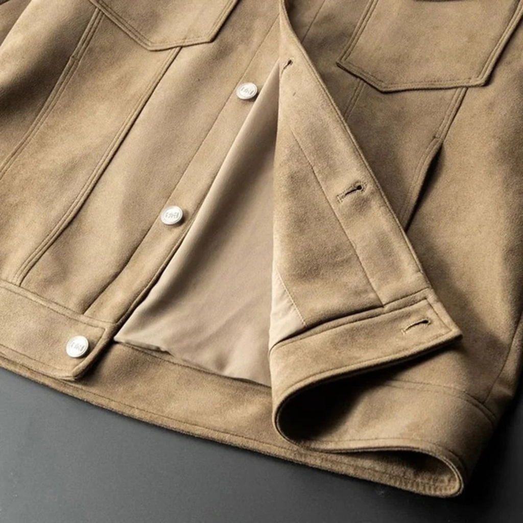Suede Western Jacket for Men with Button Up Front