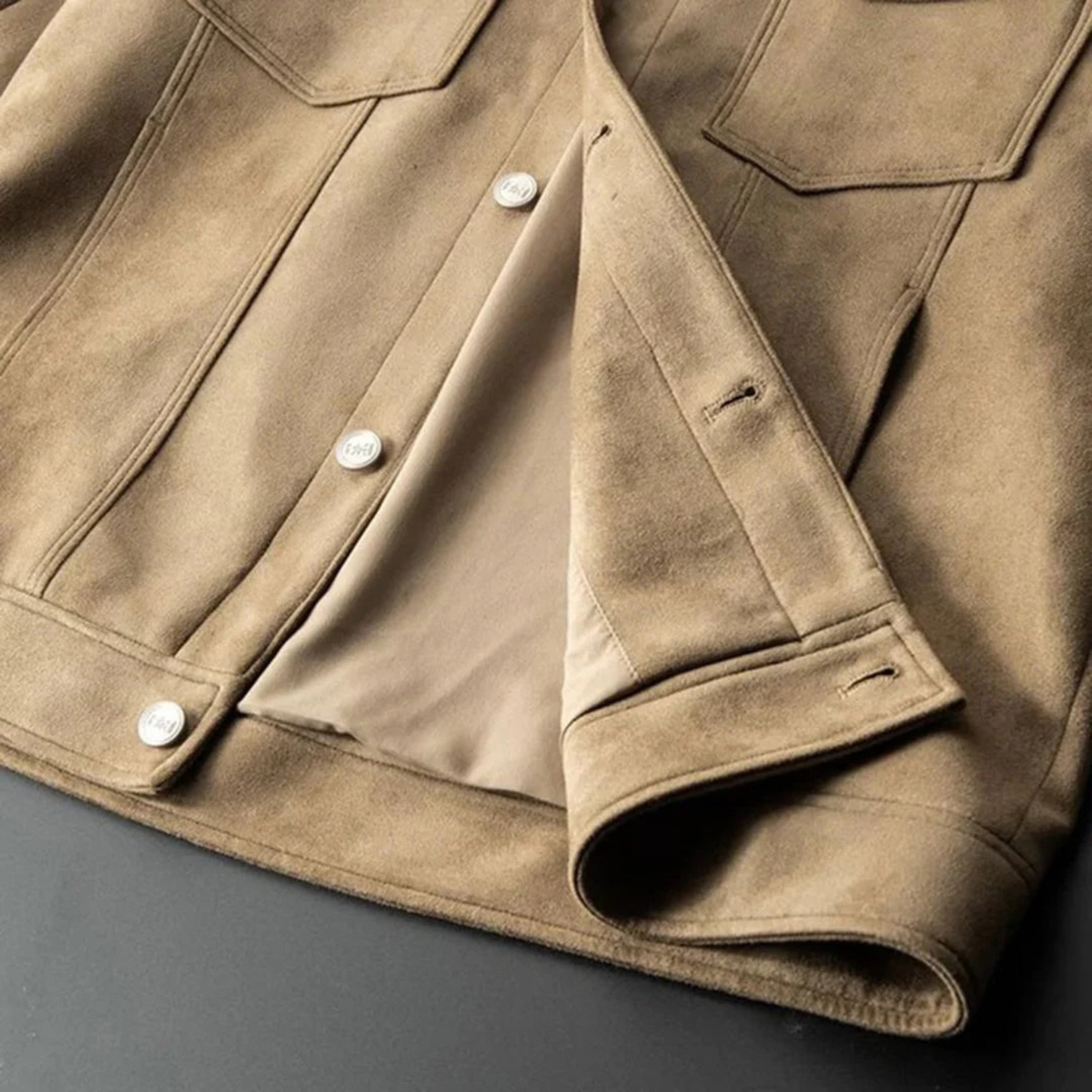 Suede Western Jacket for Men with Button Up Front