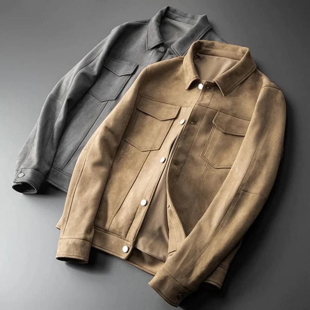 Suede Western Jacket for Men with Button Up Front