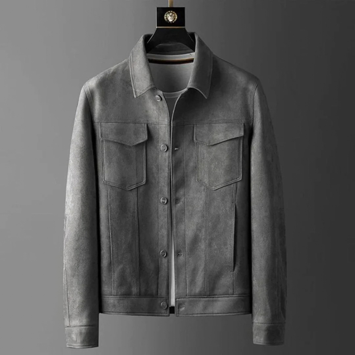 Suede Western Jacket for Men with Button Up Front