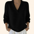 V-Neck Sweater for Women with Dropped Shoulder