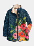 Vintage Floral Print Quilted Jacket for Women
