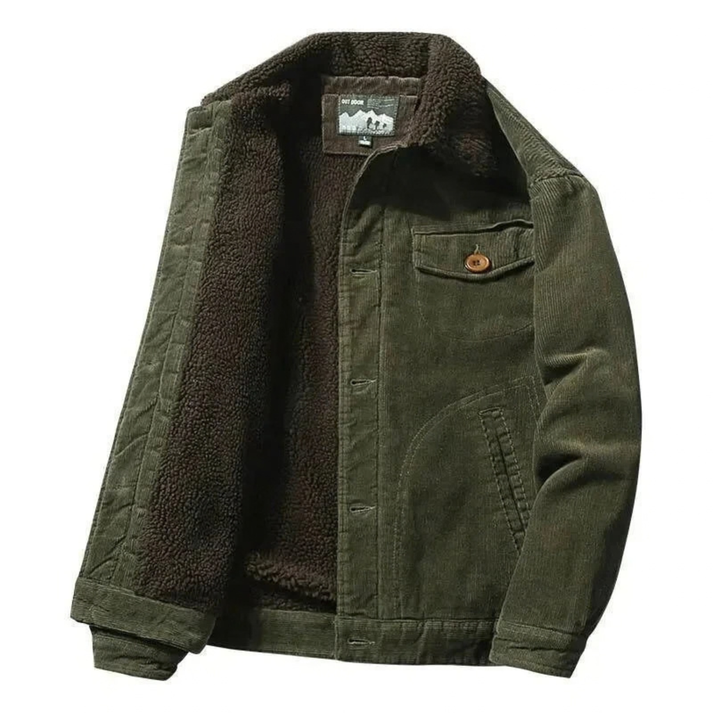 Winter Corduroy Jacket for Men with Sherpa Fleece Lined Collar