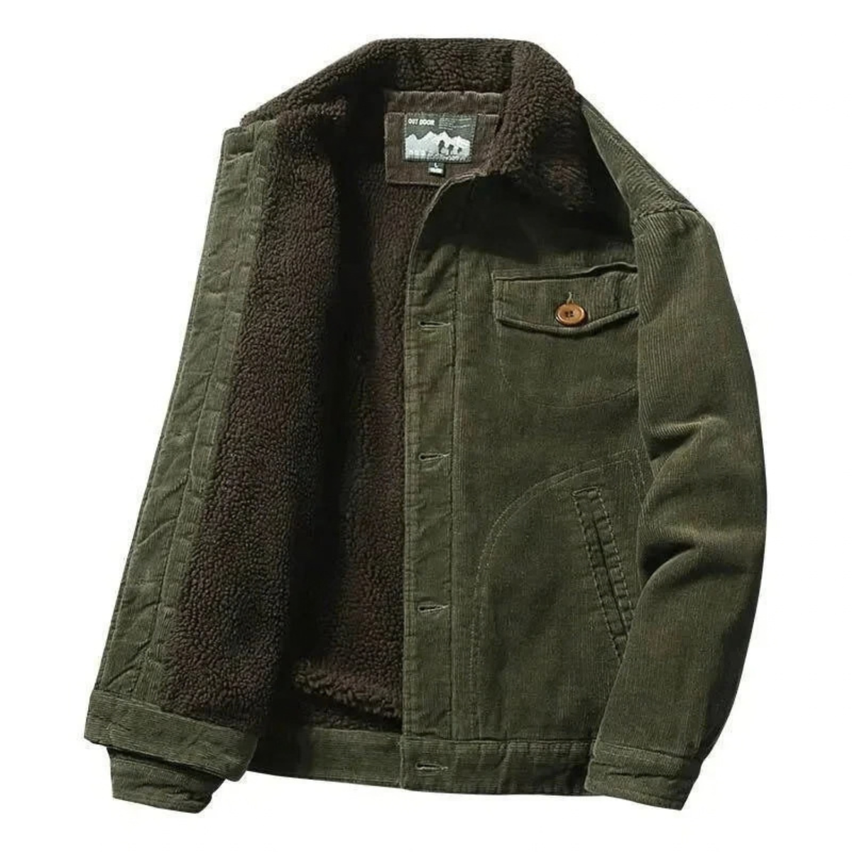 Winter Corduroy Jacket for Men with Sherpa Fleece Lined Collar