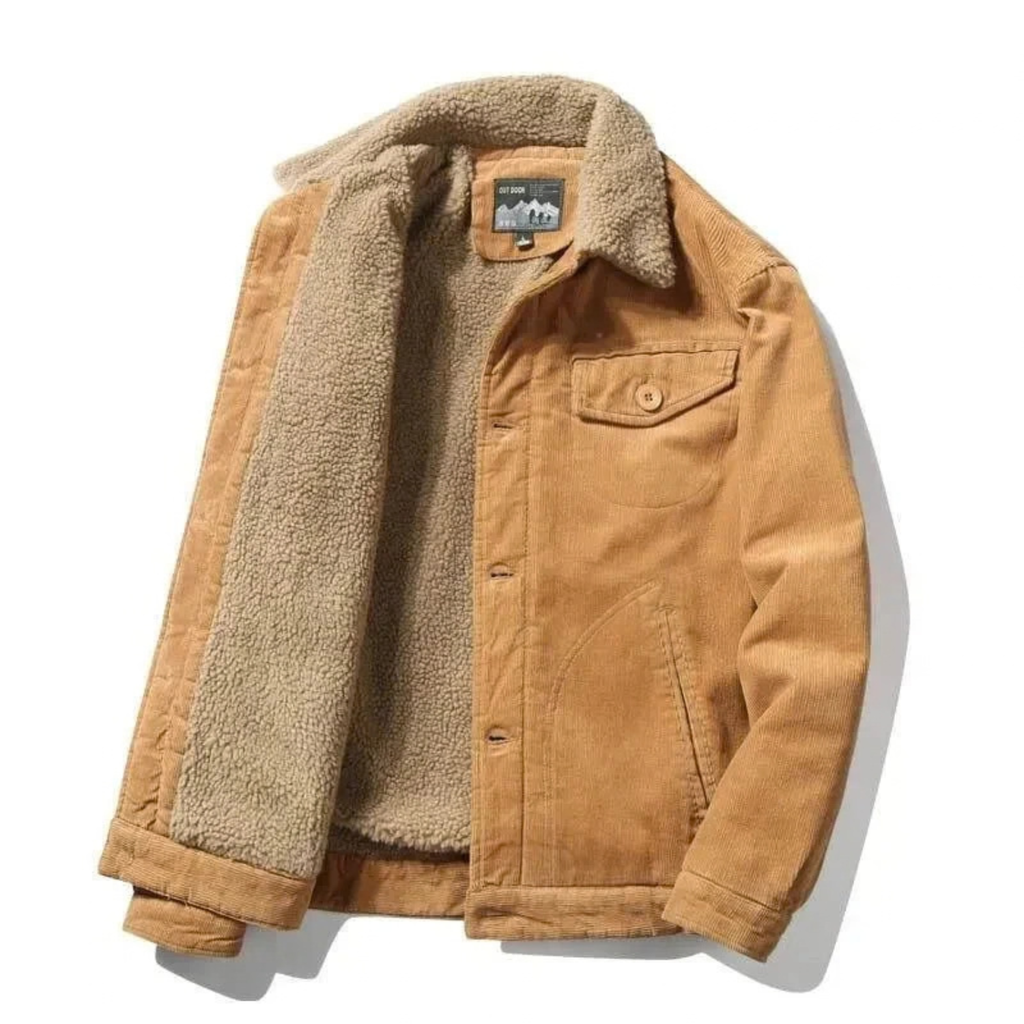 Winter Corduroy Jacket for Men with Sherpa Fleece Lined Collar