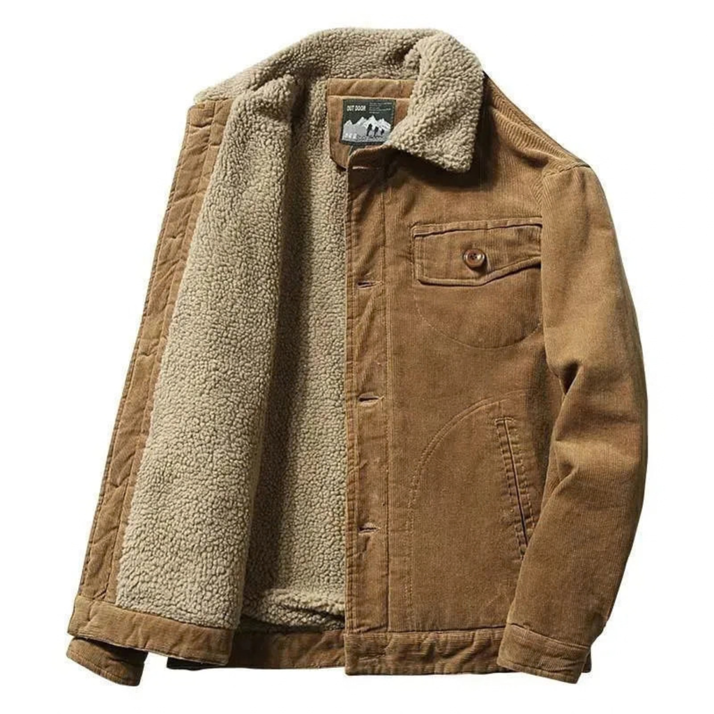 Winter Corduroy Jacket for Men with Sherpa Fleece Lined Collar